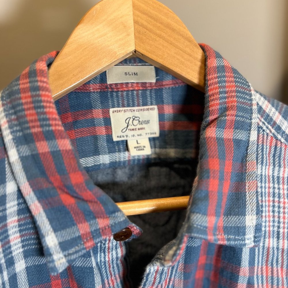 J.Crew Slim double-weave shirt indigo chambray Slim Fit - Large